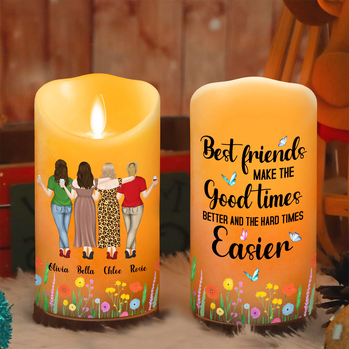 Good Times Better With Friends - Personalized Custom LED Candle - Image 3