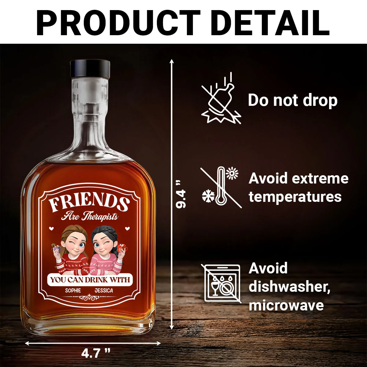 Good Wine Fixes Bad Days - Personalized Custom Spirits Decanter - Image 5