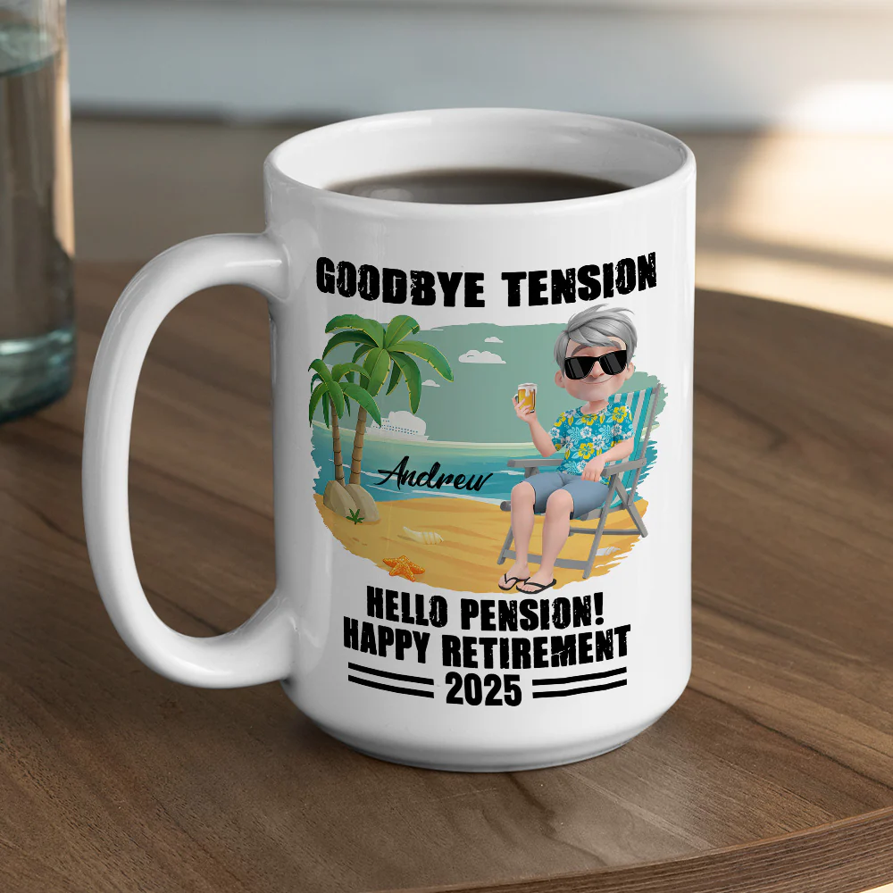 Goodbye Office Hello Paradise - Personalized Custom Coffee Mug - Image 2