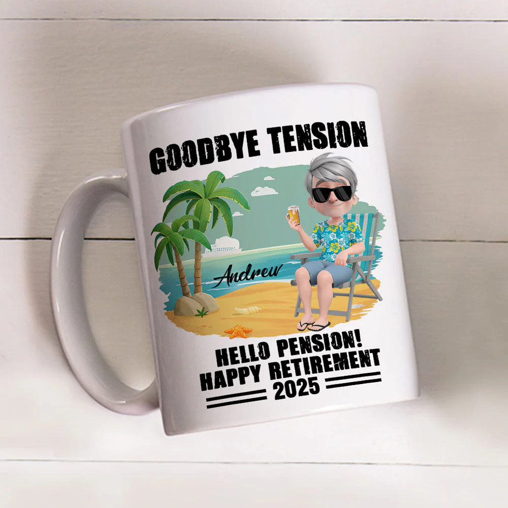 Goodbye Office Hello Paradise - Personalized Custom Coffee Mug - Image 5