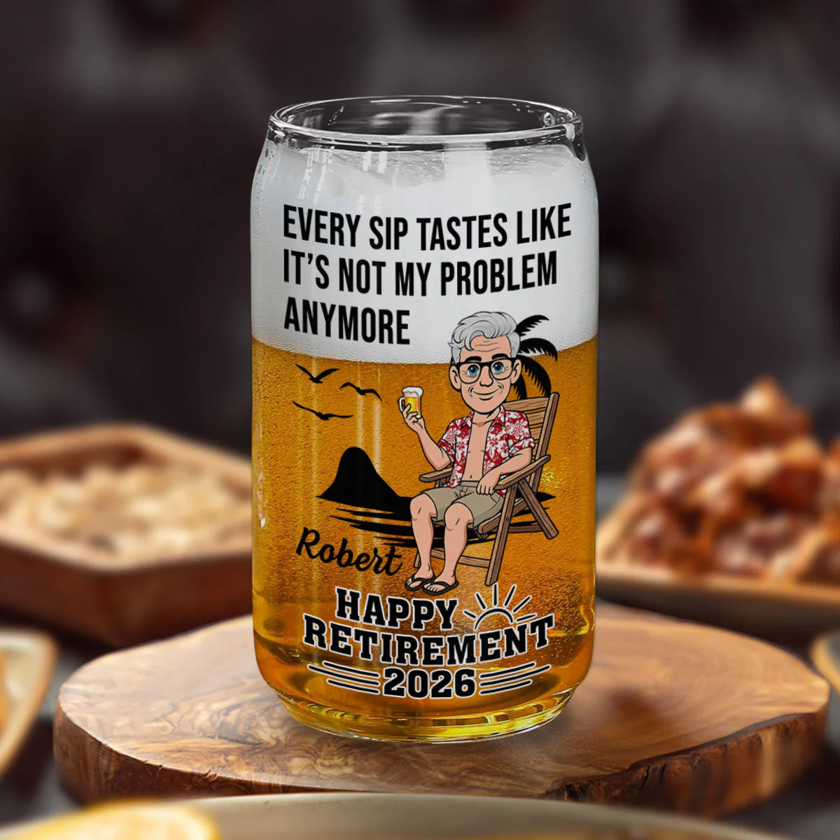  Goodbye Stress Hello Beer - Personalized Custom Beer Can Glass