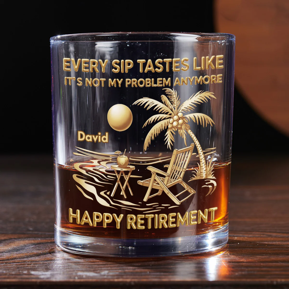 Goodbye Stress Hello Freedom - Personalized Custom Whiskey Glass