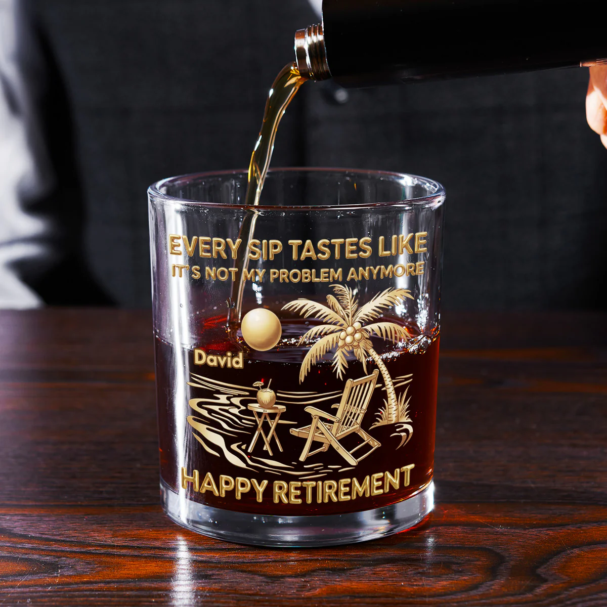 Goodbye Stress Hello Freedom - Personalized Custom Whiskey Glass - Image 2