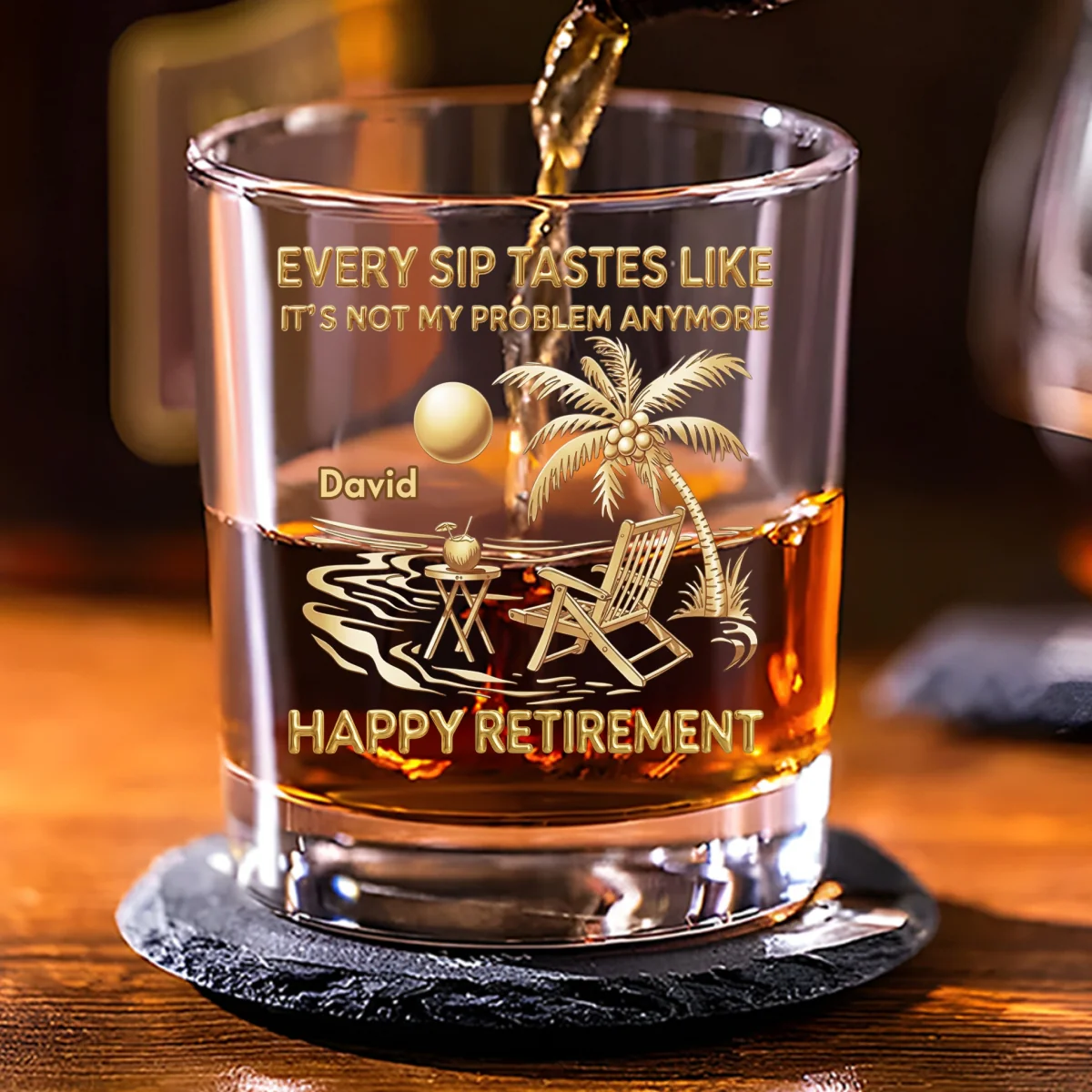 Goodbye Stress Hello Freedom - Personalized Custom Whiskey Glass - Image 6