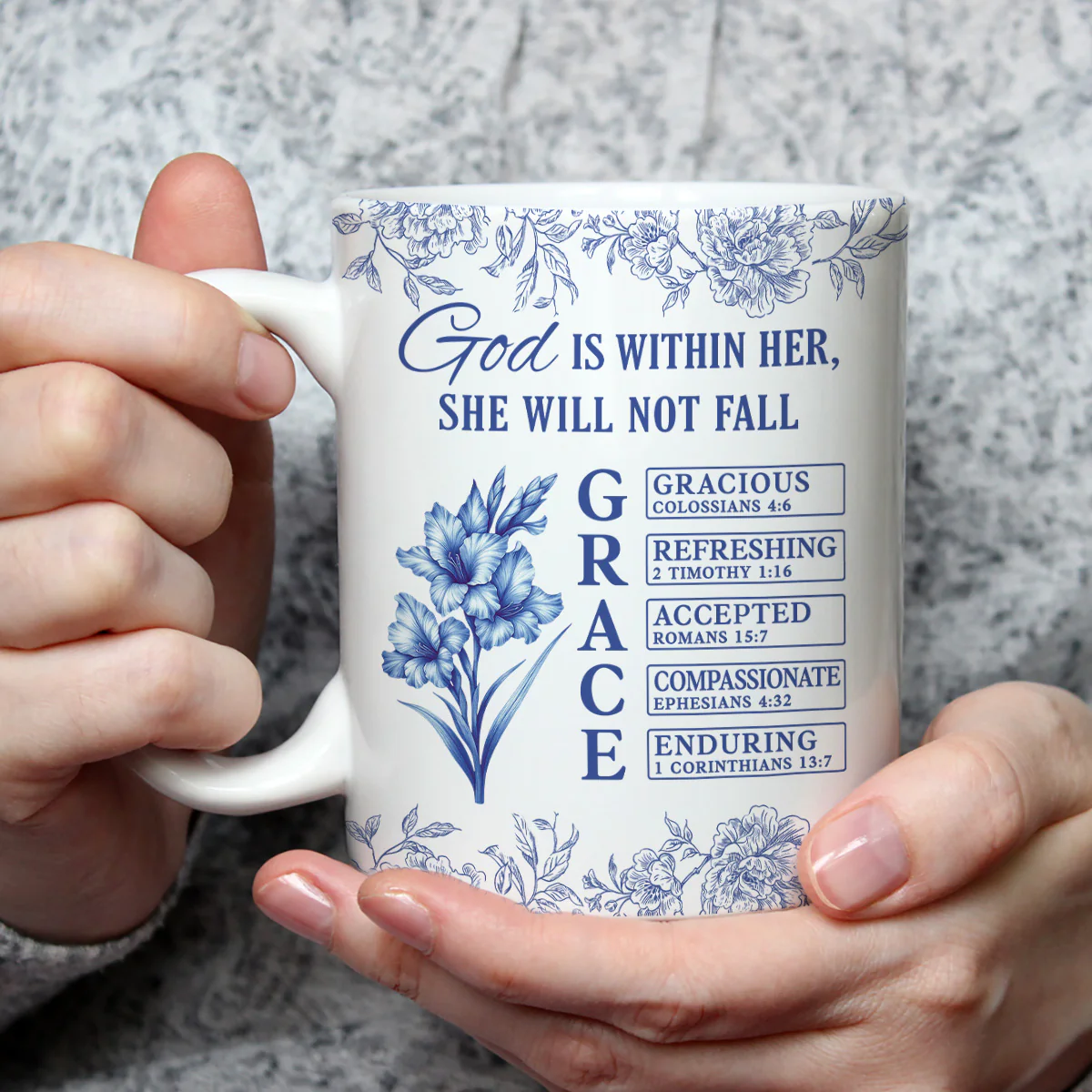 Grace Carries Her Through Storms - Personalized Custom Coffee Mug - Image 4
