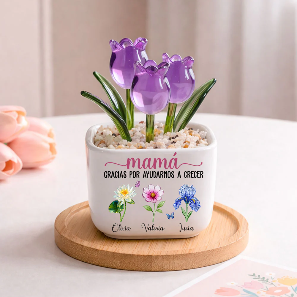 Gracias Por Ayudarme A Crecer - Tulipanes Eternos De Vidrio Personalizados