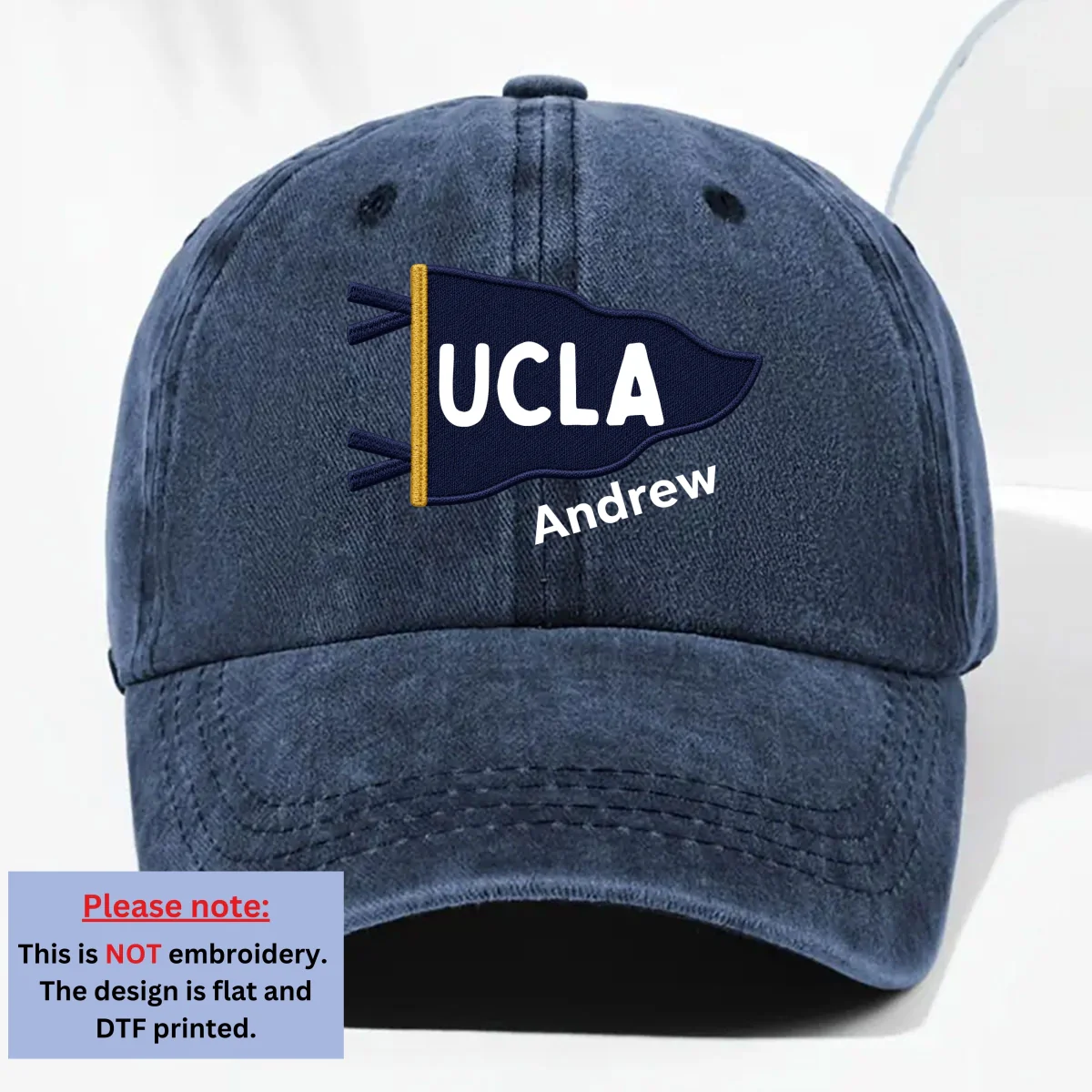 Grad Mood Pennant Flag - Personalized Custom Vintage Washed Denim Cap - Image 8