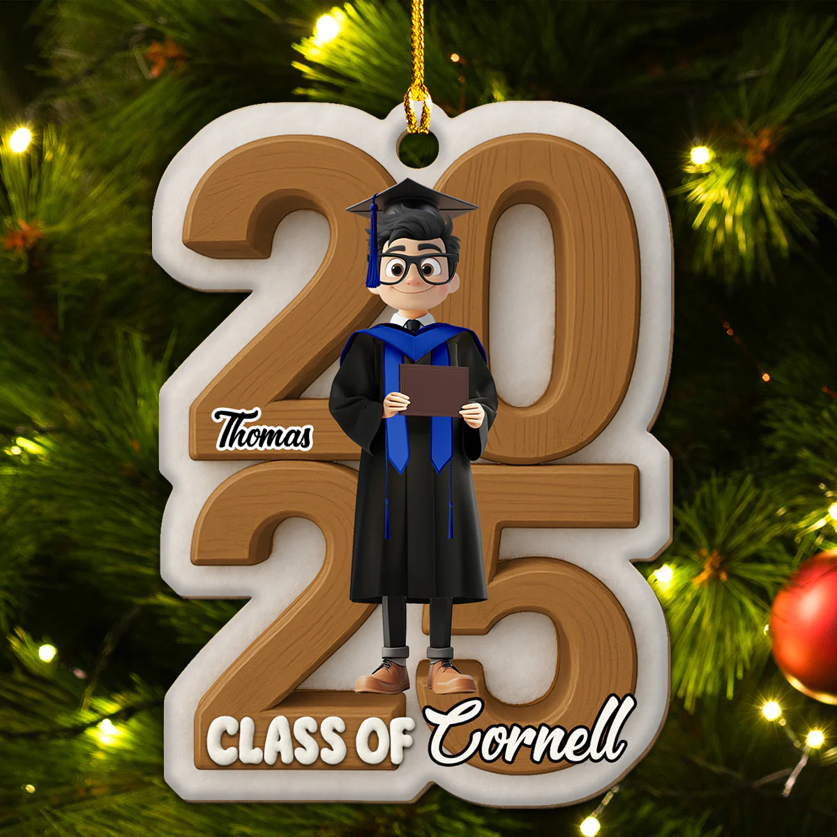 Graduated This Year - Personalized Custom 3D Effect Wood Ornament - Image 4
