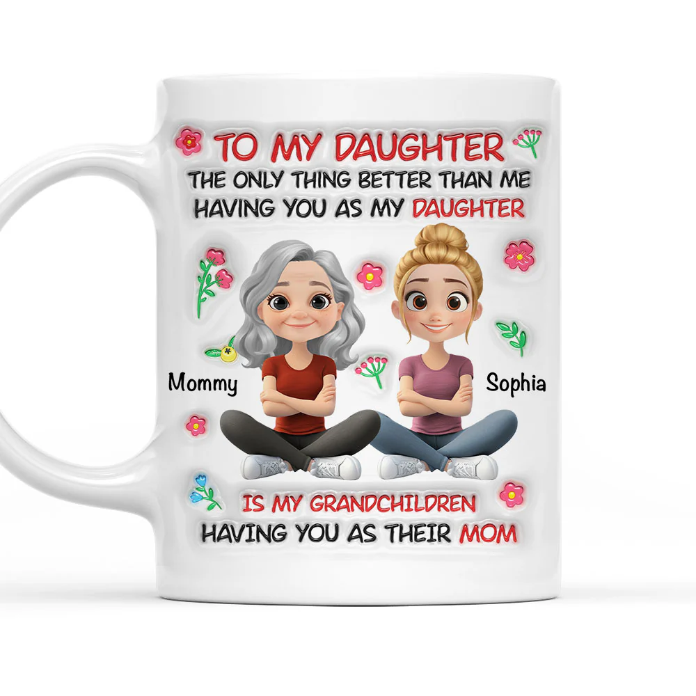 Grandchild Having You As Their Mom - Personalized Custom 3D Inflated Effect Mug