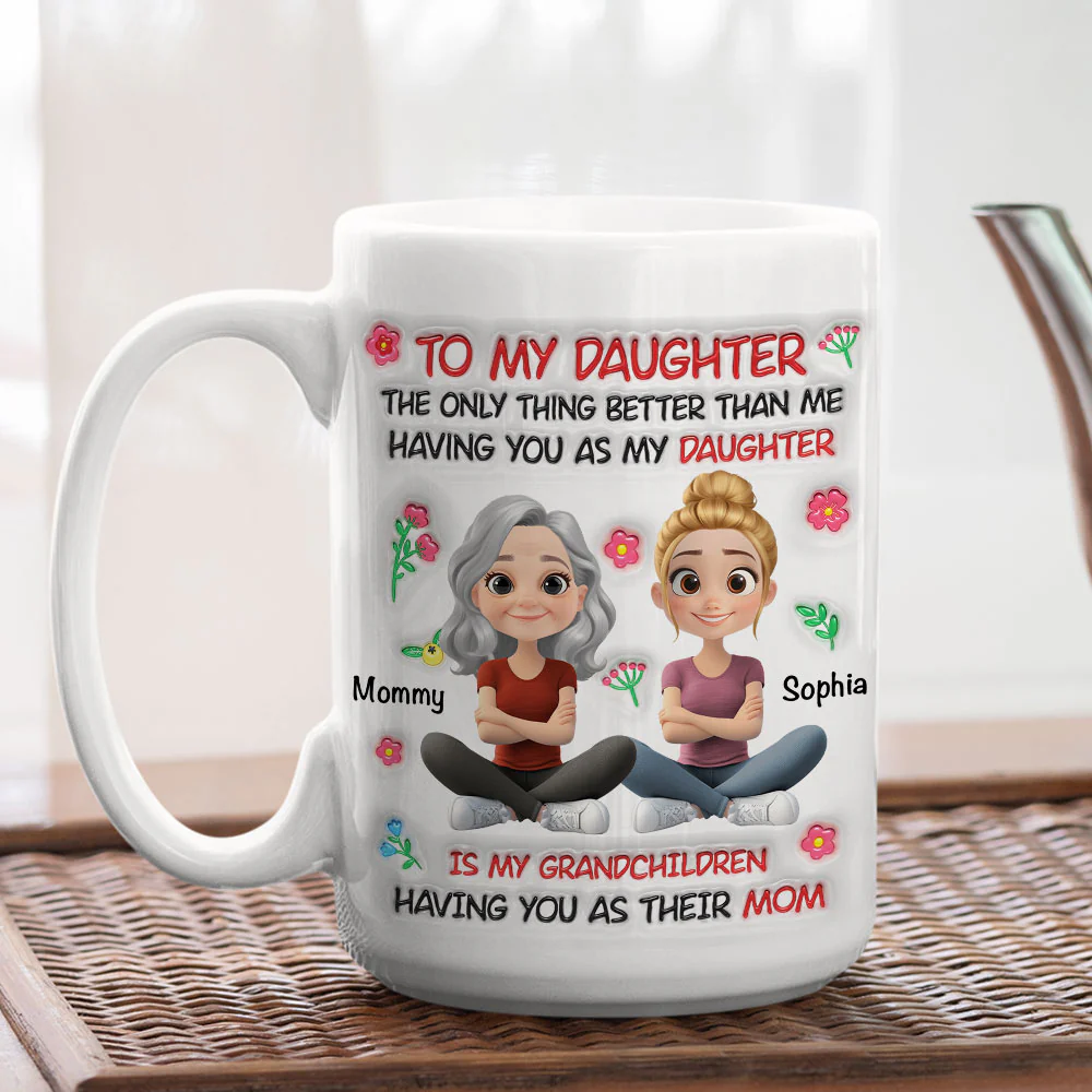 Grandchild Having You As Their Mom - Personalized Custom 3D Inflated Effect Mug - Image 4