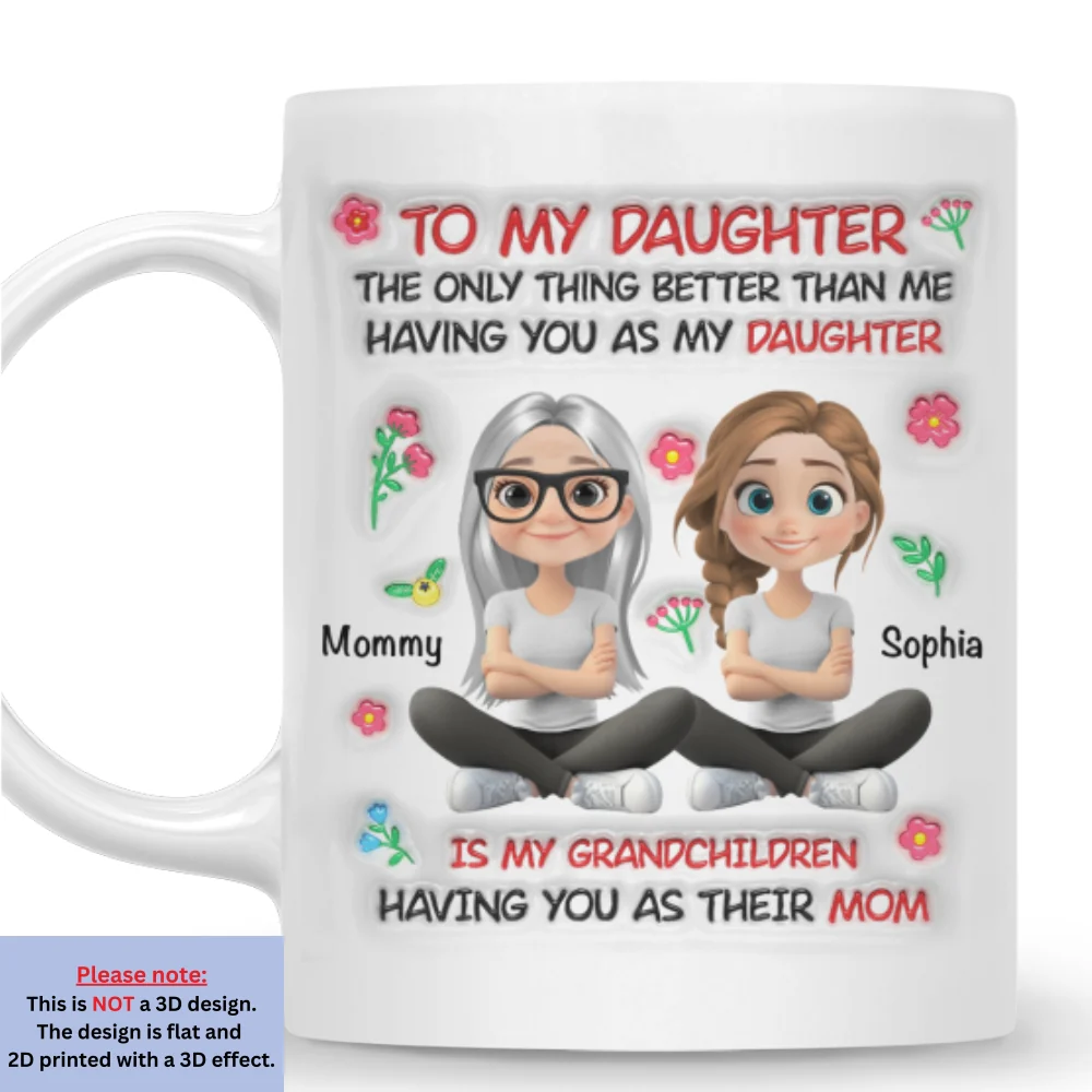 Grandchild Having You As Their Mom - Personalized Custom 3D Inflated Effect Mug - Image 7