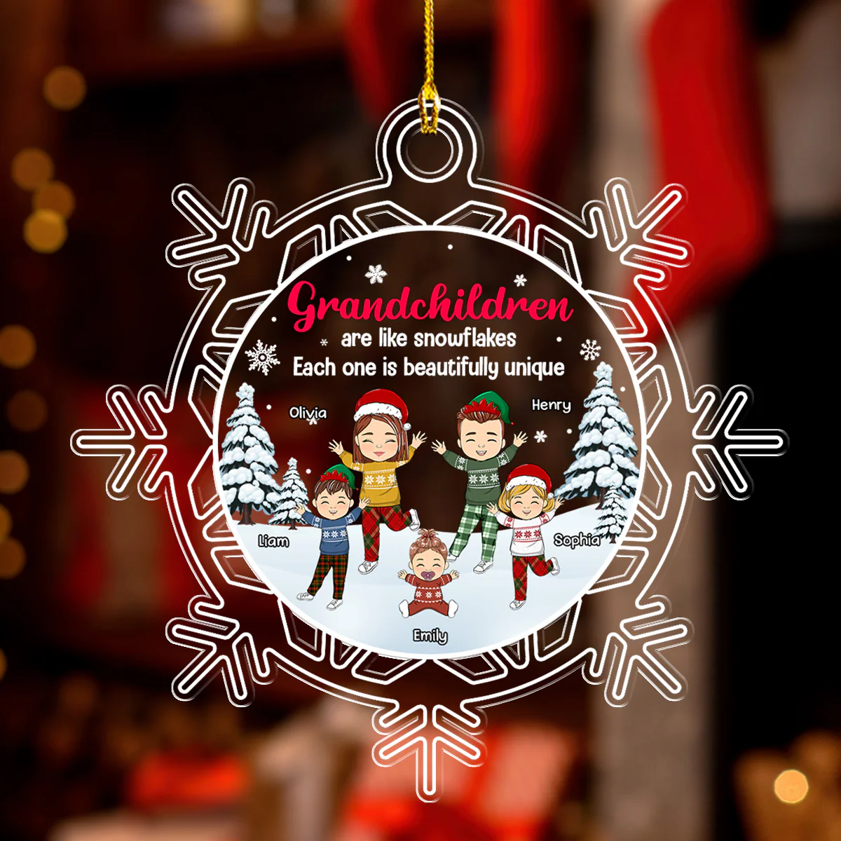 Grandchildren Are Like Snowflakes - Personalized Custom Acrylic Ornament - Image 3