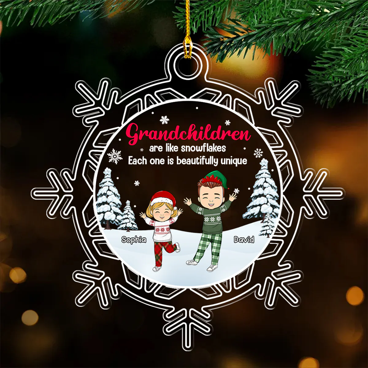 Grandchildren Are Like Snowflakes - Personalized Custom Acrylic Ornament - Image 4