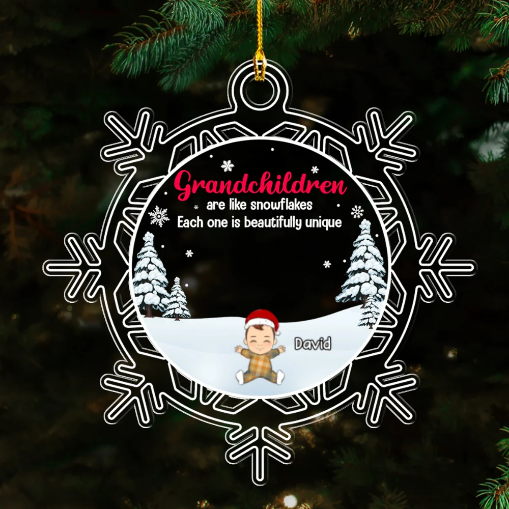 Grandchildren Are Like Snowflakes - Personalized Custom Acrylic Ornament - Image 6