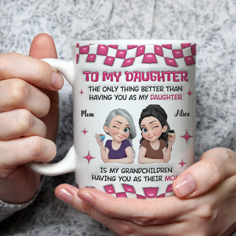 Grandchildren Having You As Their Mom - Personalized Custom 3D Inflated Effect Mug - Image 3