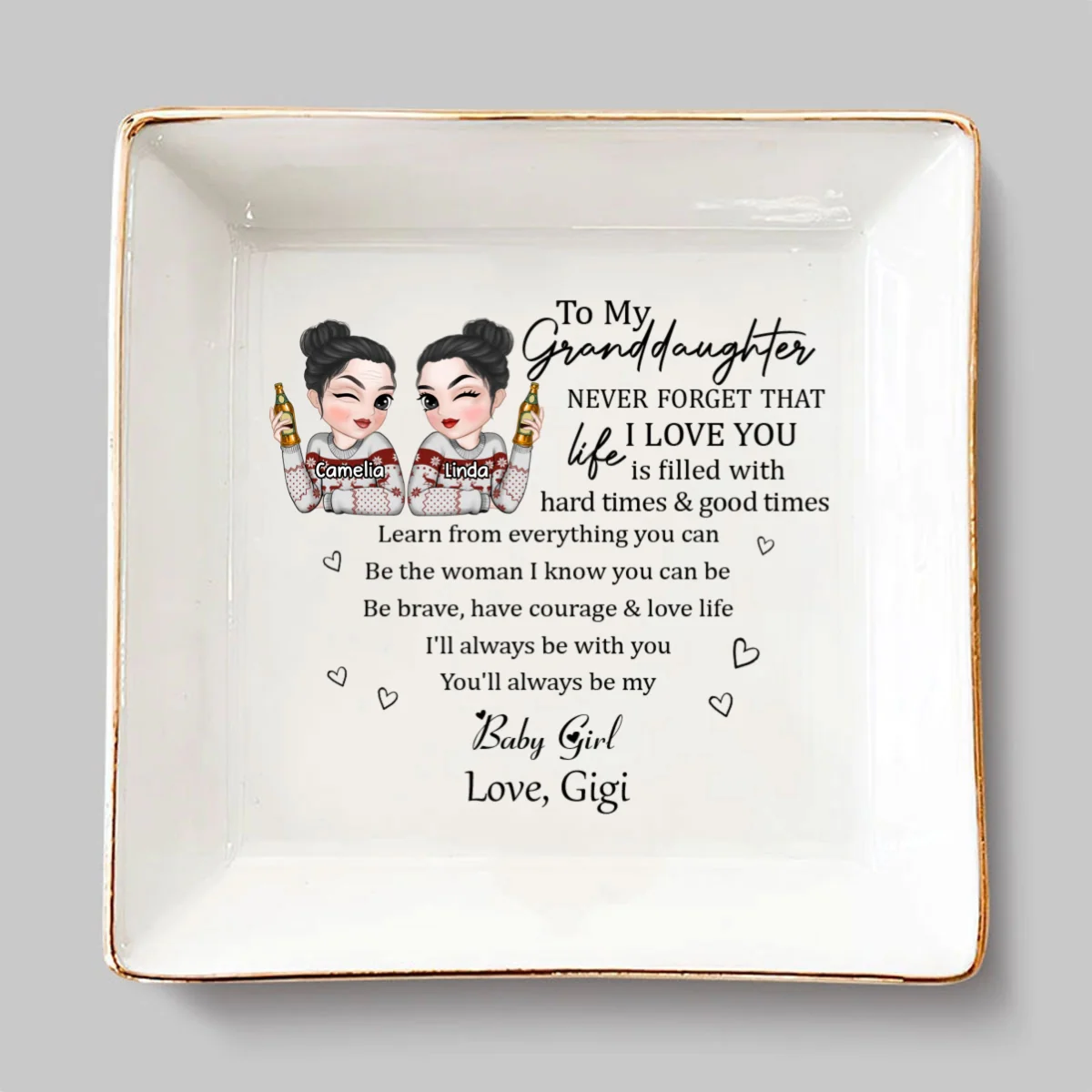 Granddaughter Never Forget - Personalized Custom Jewelry Dish - Image 5
