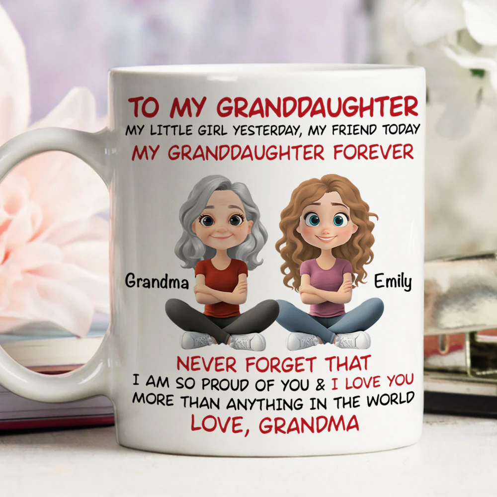 Granddaughter You Are My Little Girl Yesterday - Personalized Custom Coffee Mug - Image 4