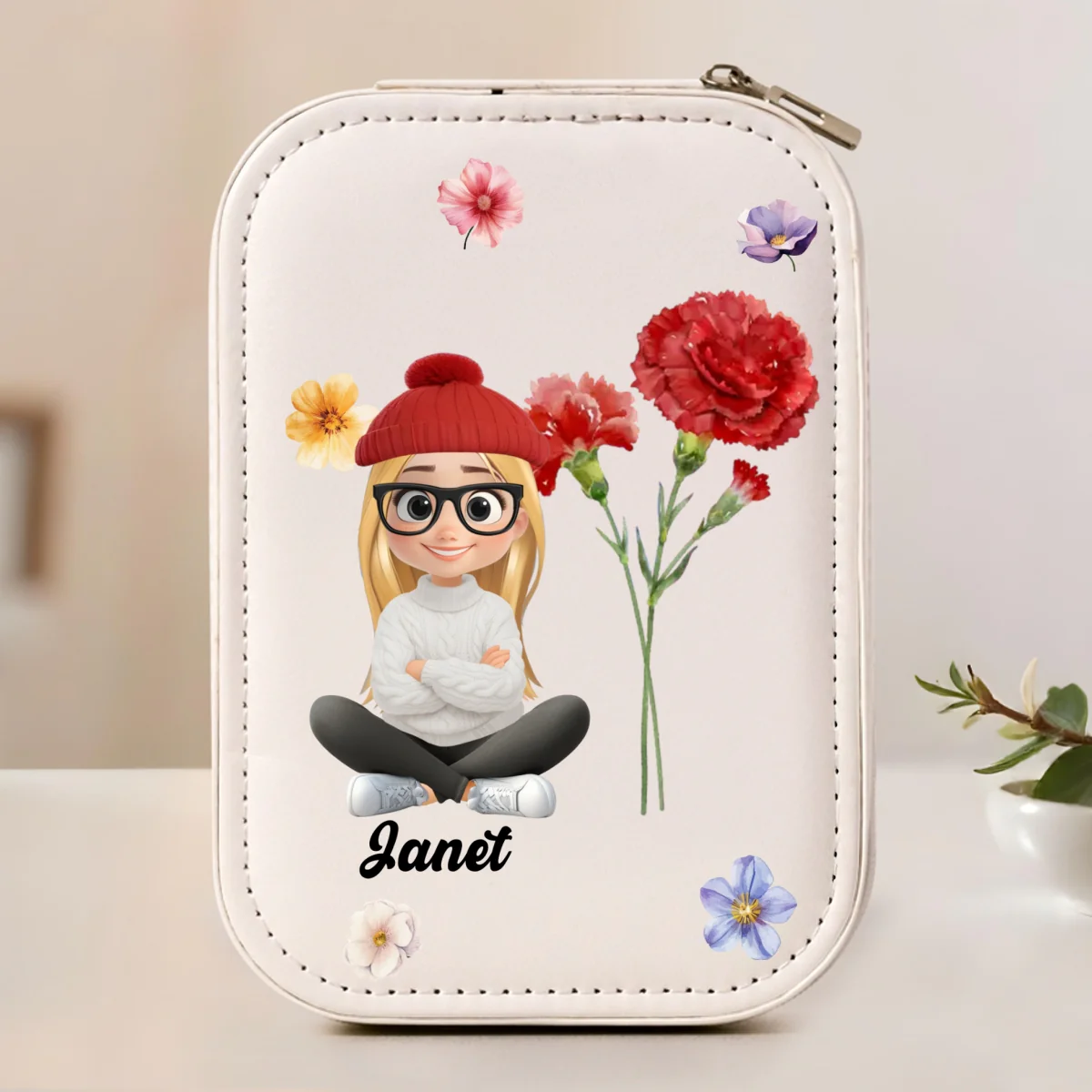 GrandKid Birth Month - Personalized Custom Jewelry Box With LED Mirror - Image 8