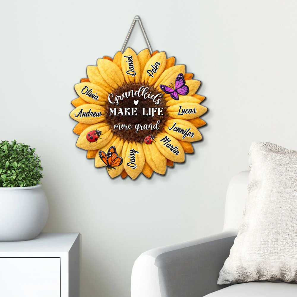 Grandkid Makes Life Grand - Personalized Custom Wood Sign - Image 4