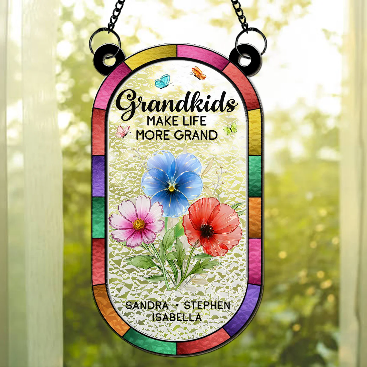 Grandkid Makes Life More Grand - Personalized Custom Suncatcher - Image 4