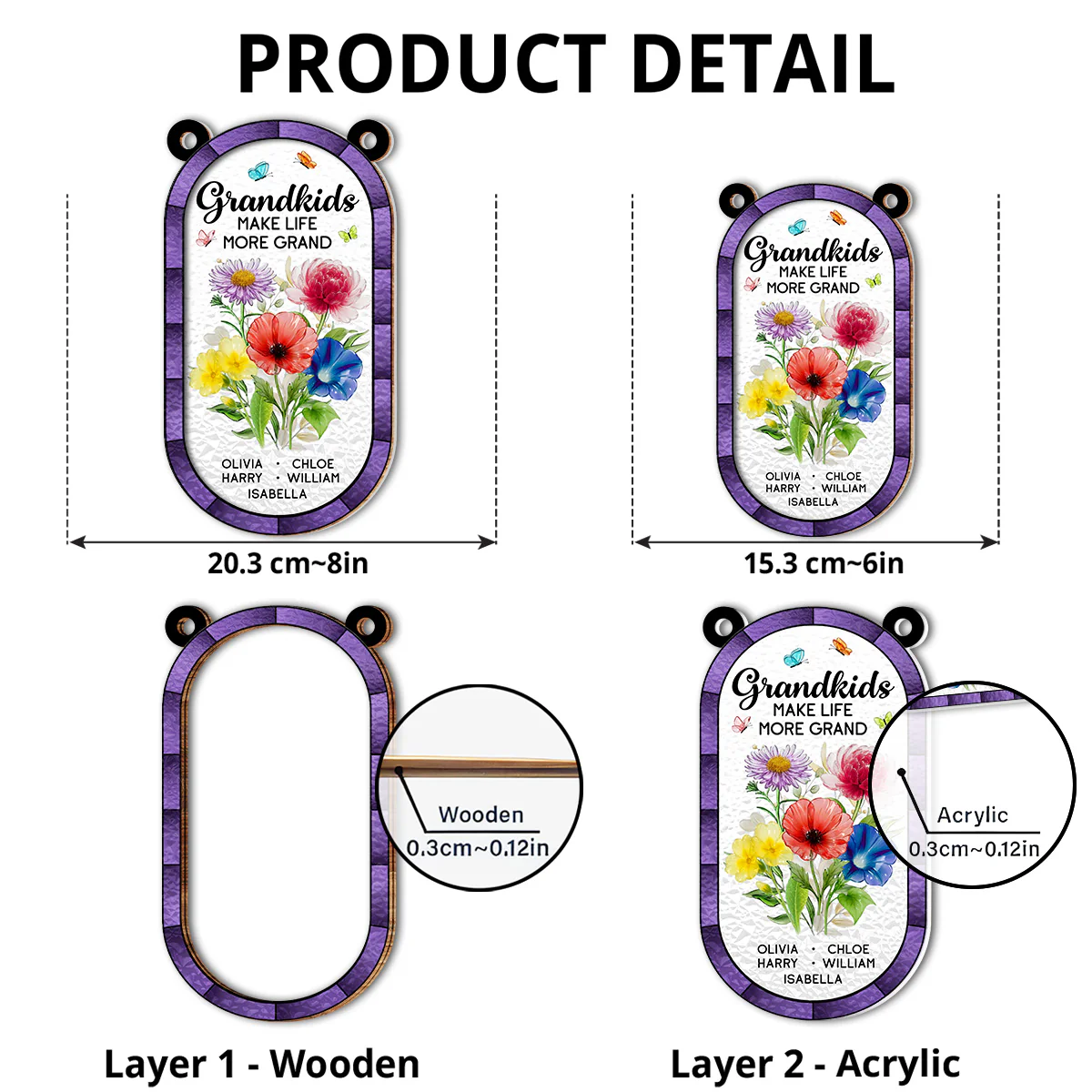 Grandkid Makes Life More Grand - Personalized Custom Suncatcher - Image 5