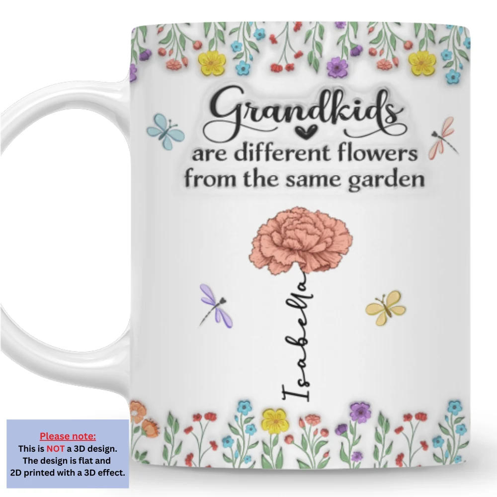 Grandkids Are Different Flowers - Personalized Custom 3D Inflated Effect Coffee Mug - Image 5