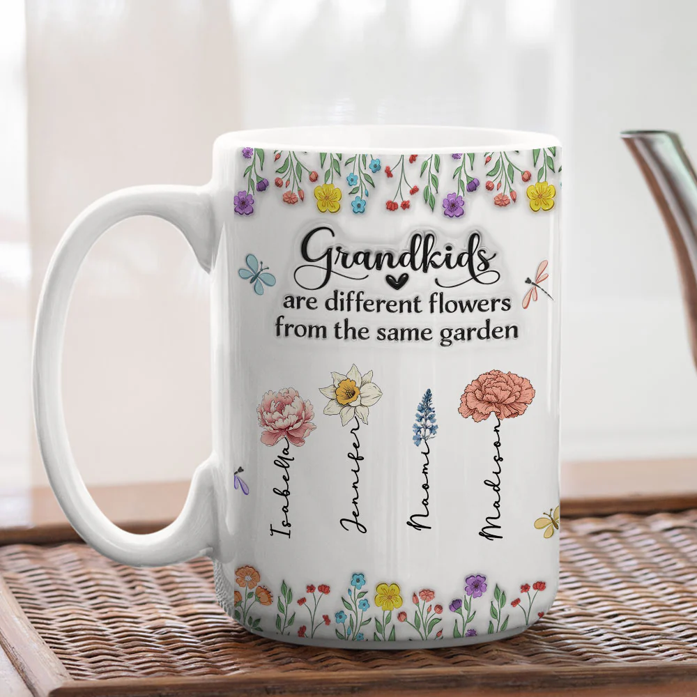 Grandkids Are Different Flowers - Personalized Custom 3D Inflated Effect Coffee Mug - Image 7