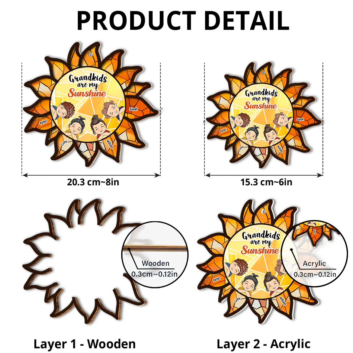 Grandkids Are My Sunshine - Personalized Custom Suncatcher - Image 4