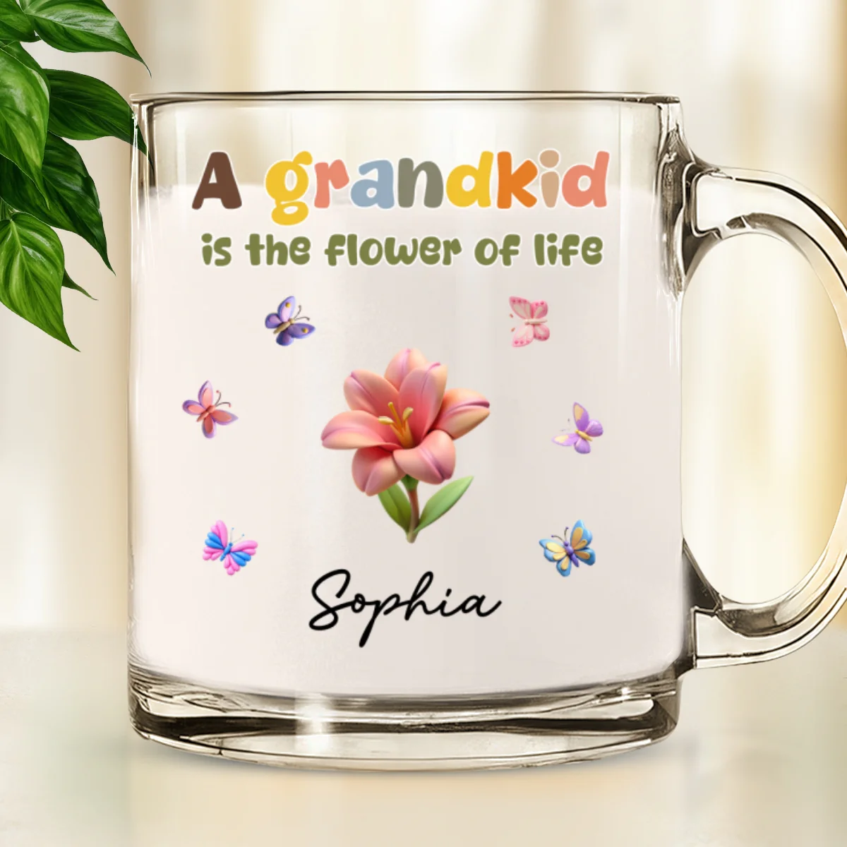 Grandkids Are The Flowers Of Life - Personalized Custom Glass Mug - Image 6