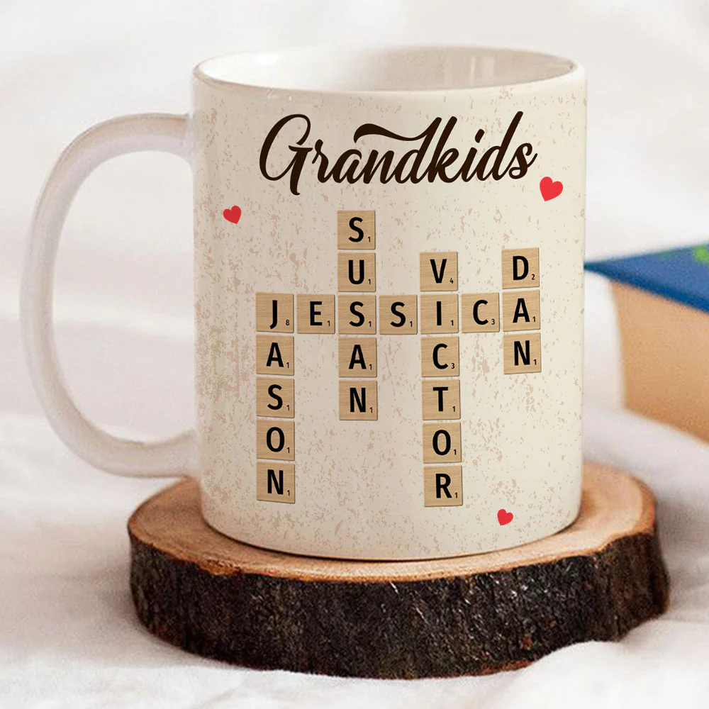 Grandkids Family Besties Coworkers Crossword Puzzle - Personalized Custom Coffee Mug - Image 2