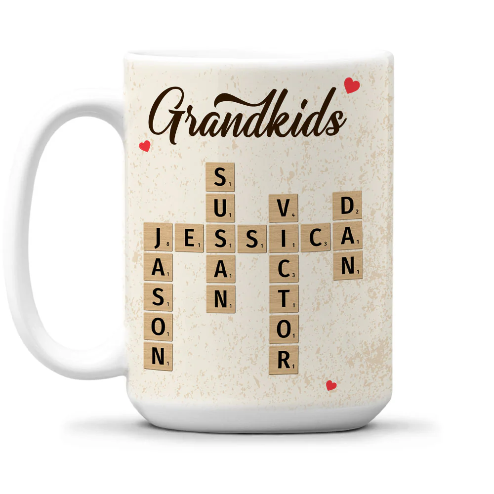 Grandkids Family Besties Coworkers Crossword Puzzle - Personalized Custom Coffee Mug - Image 5
