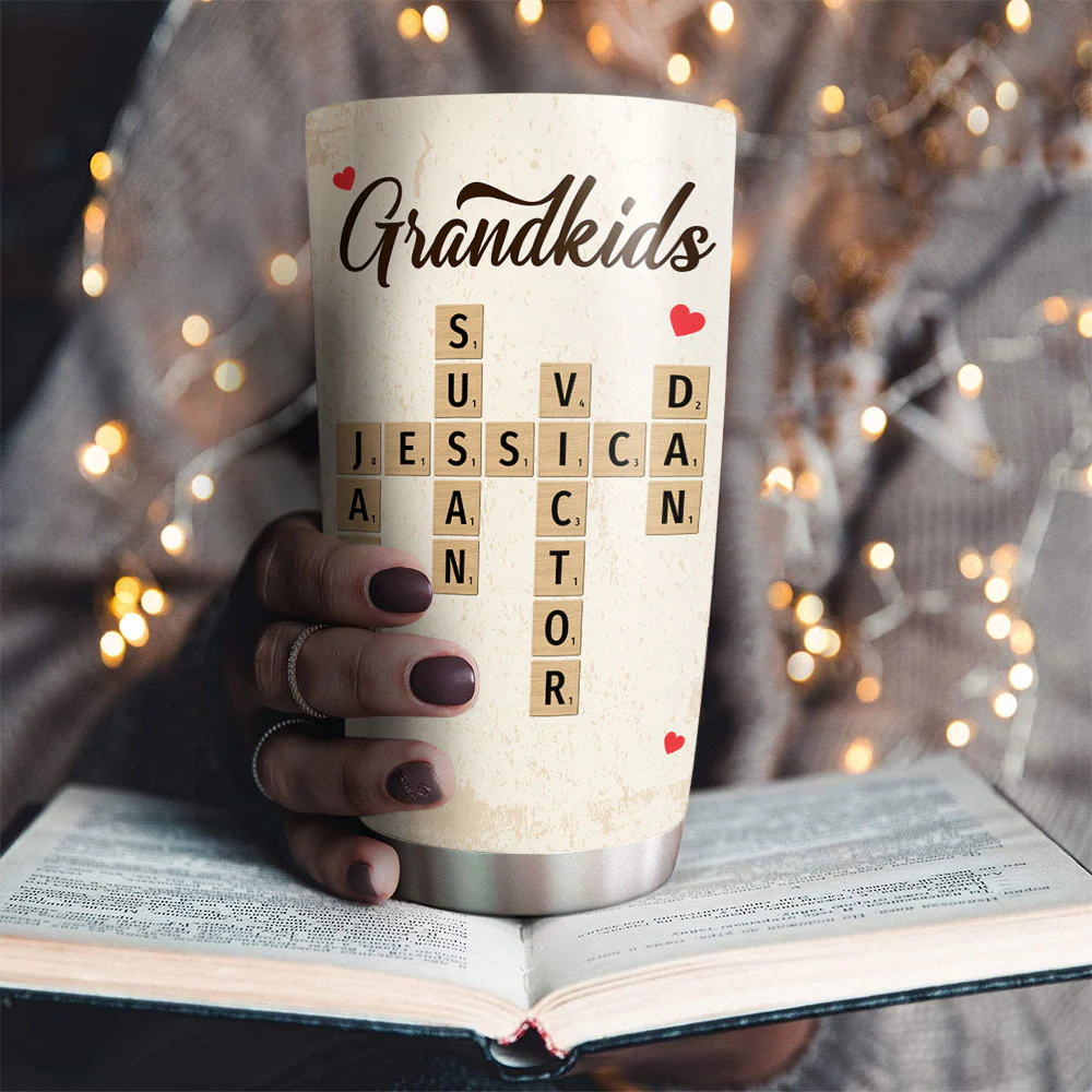 Love My Grandkids Crossword Puzzle - Personalized Custom Tumbler - Image 4