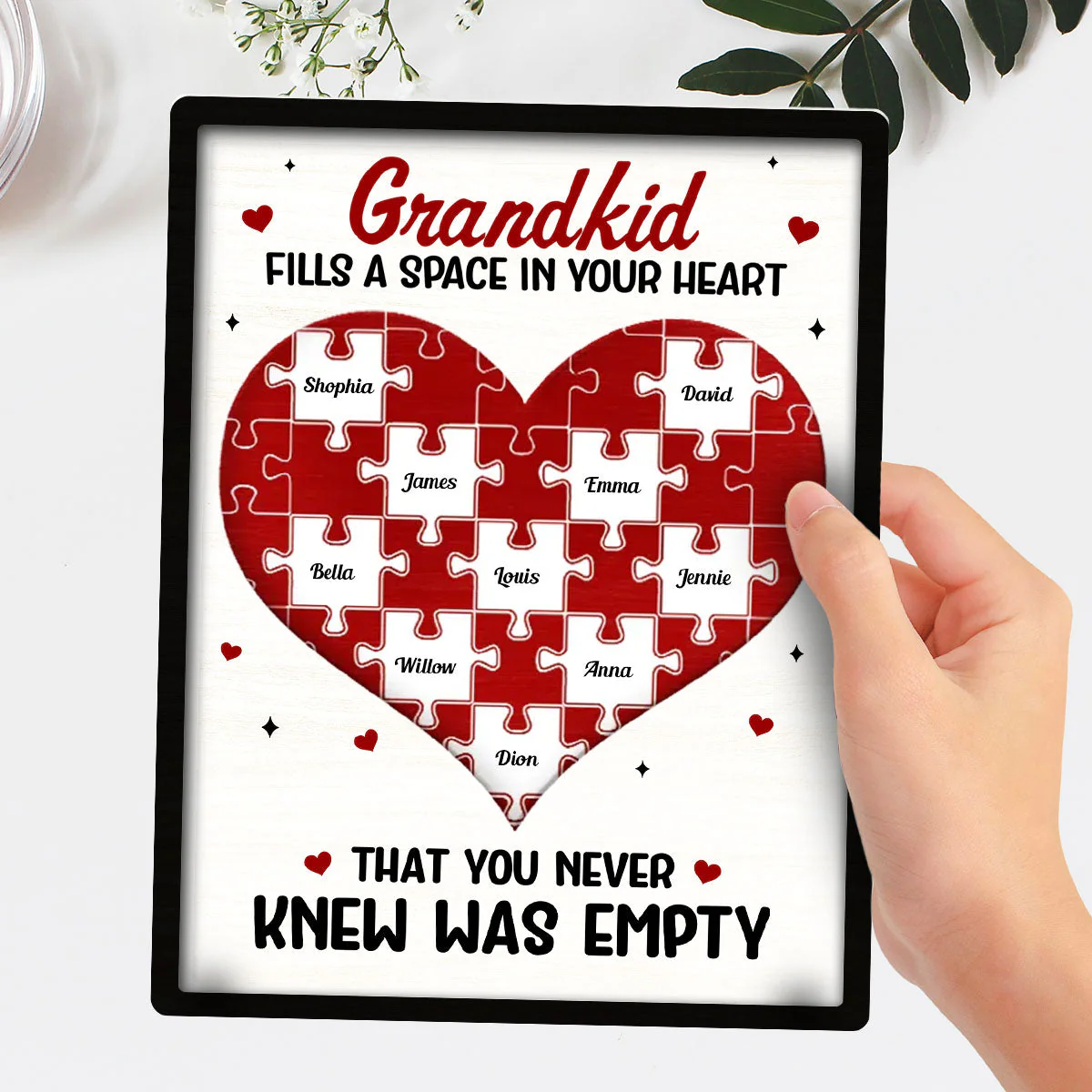 Grandkids Fill A Space In Your Heart - Personalized Wooden Plaque - Image 2