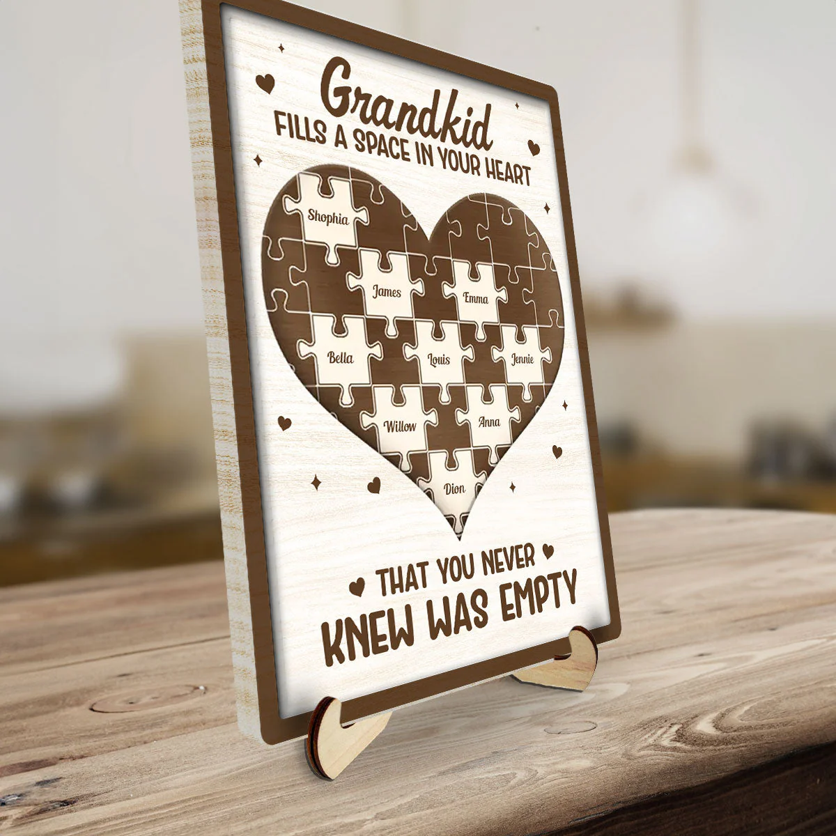 Grandkids Fill A Space In Your Heart - Personalized Wooden Plaque - Image 3