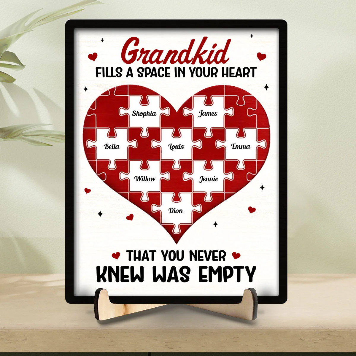 Grandkids Fill A Space In Your Heart - Personalized Wooden Plaque - Image 6