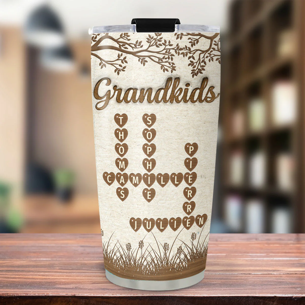 Grandkids Fill Life With Love Crossword - Personalized Custom 3D Inflated Effect Tumbler - Image 2