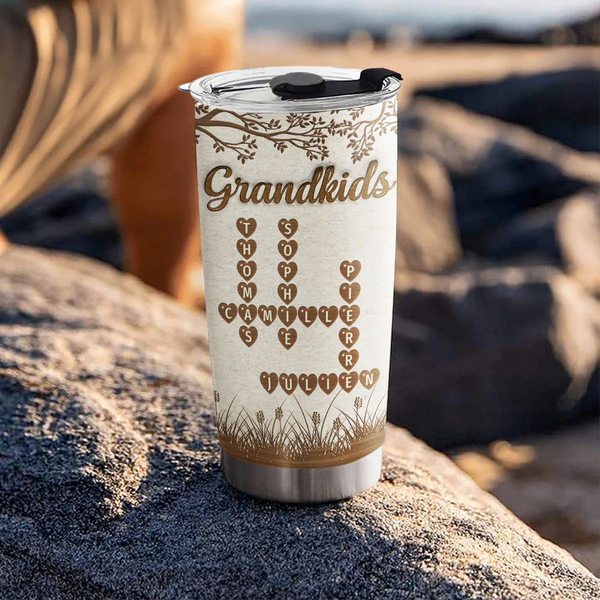 Grandkids Fill Life With Love Crossword - Personalized Custom 3D Inflated Effect Tumbler - Image 5