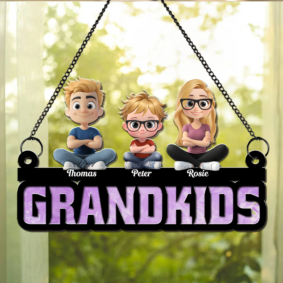 Grandkids Is My Sunshine - Personalized Custom Suncatcher - Image 2