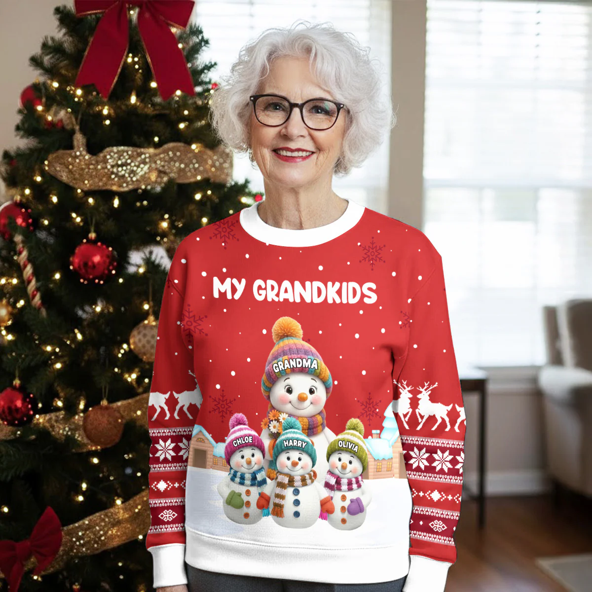 Grandkids Knitting - Personalized Custom All-Over-Print Sweatshirt - Image 3