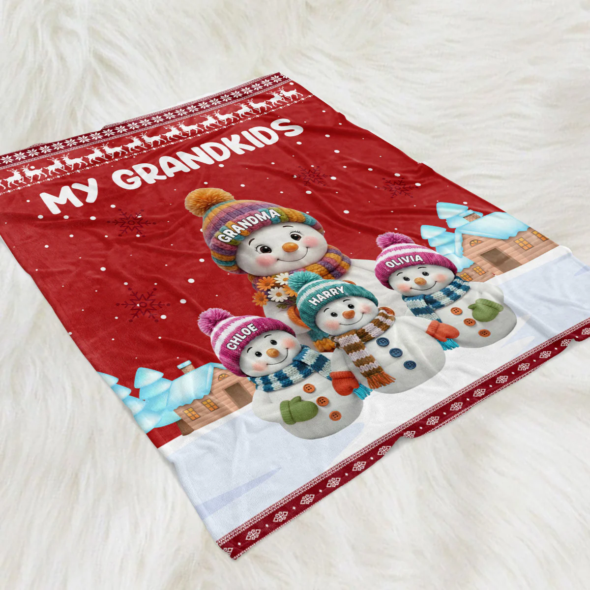 Grandkids Knitting - Personalized Custom Fleece Blanket - Image 2