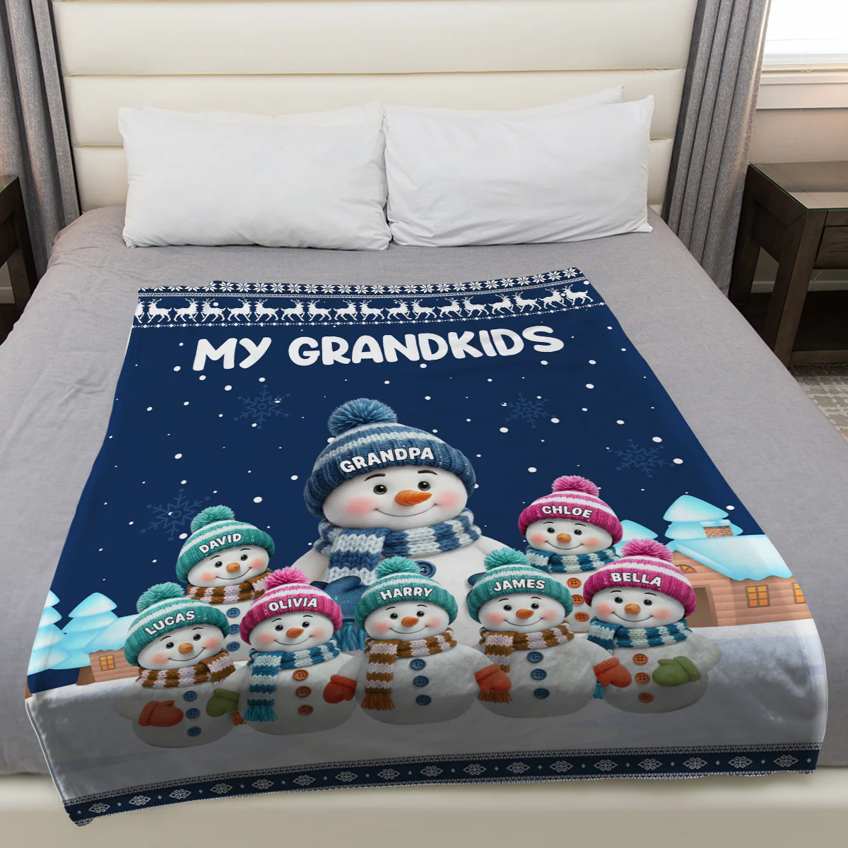 Grandkids Knitting - Personalized Custom Fleece Blanket - Image 3