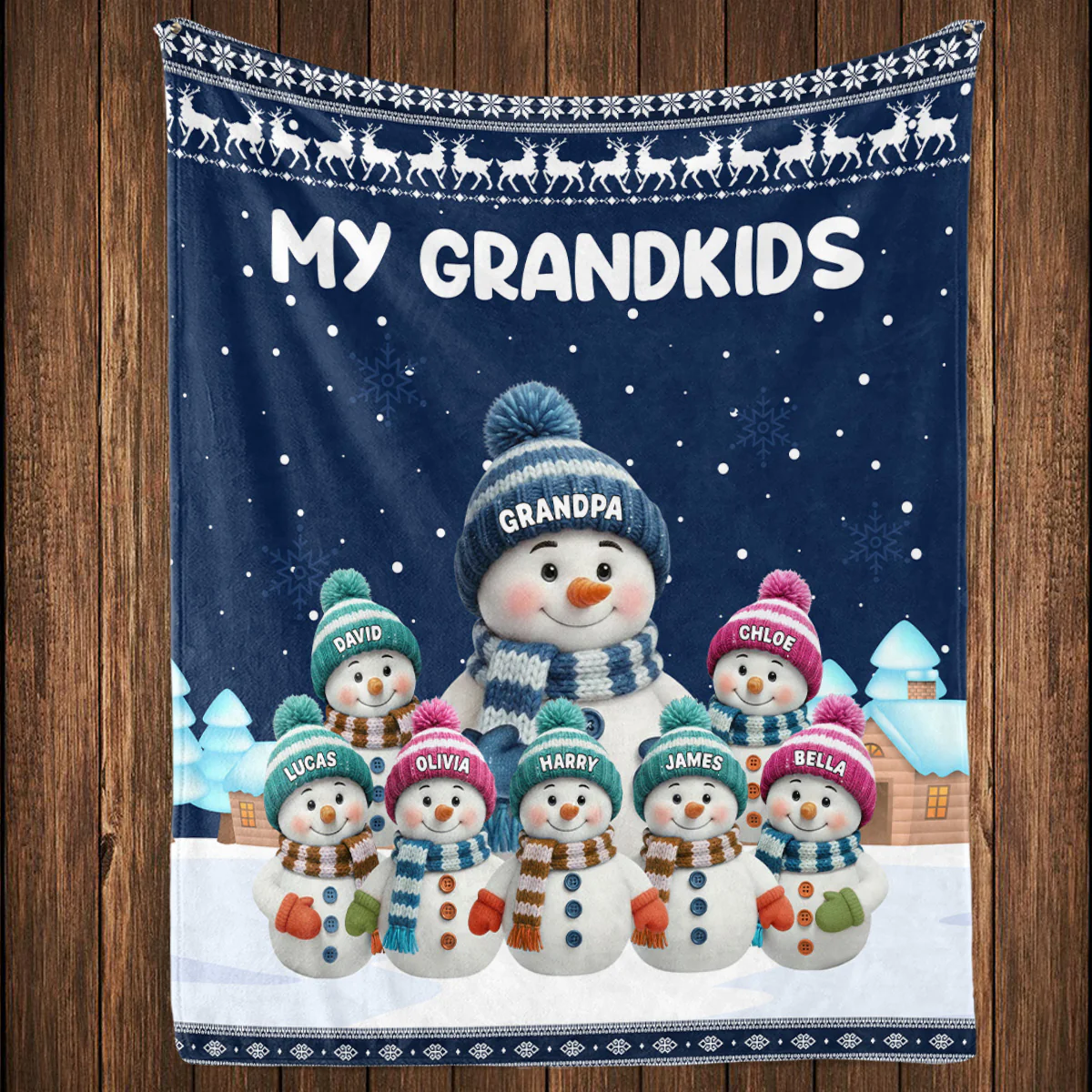 Grandkids Knitting - Personalized Custom Fleece Blanket - Image 4