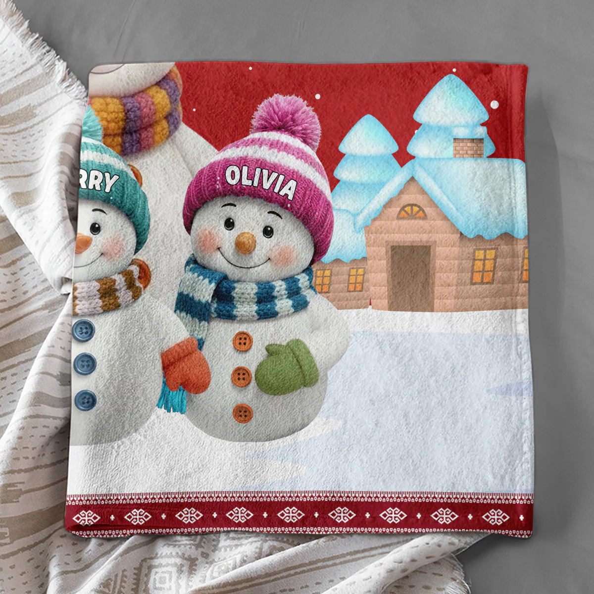 Grandkids Knitting - Personalized Custom Fleece Blanket - Image 5