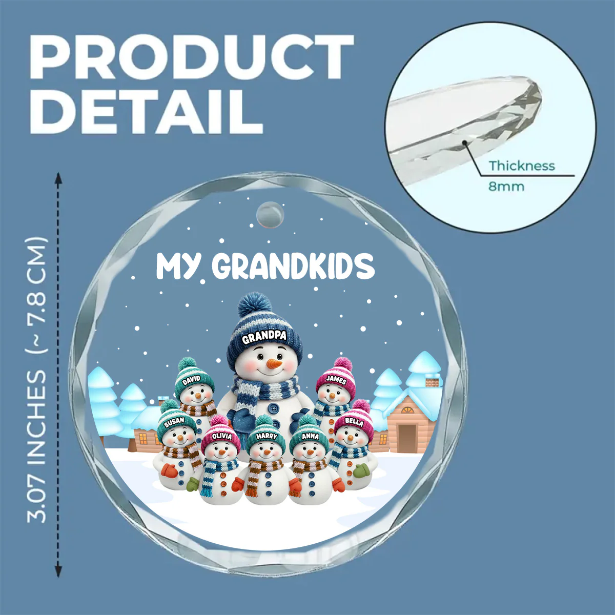 Grandkids Knitting - Personalized Custom Glass Ornament - Image 6