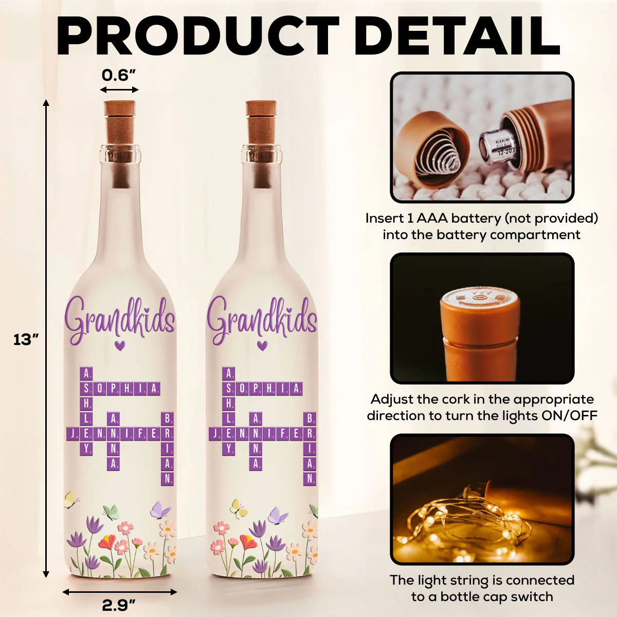 Grandkids Love - Personalized Custom Bottle Lamp - Image 6
