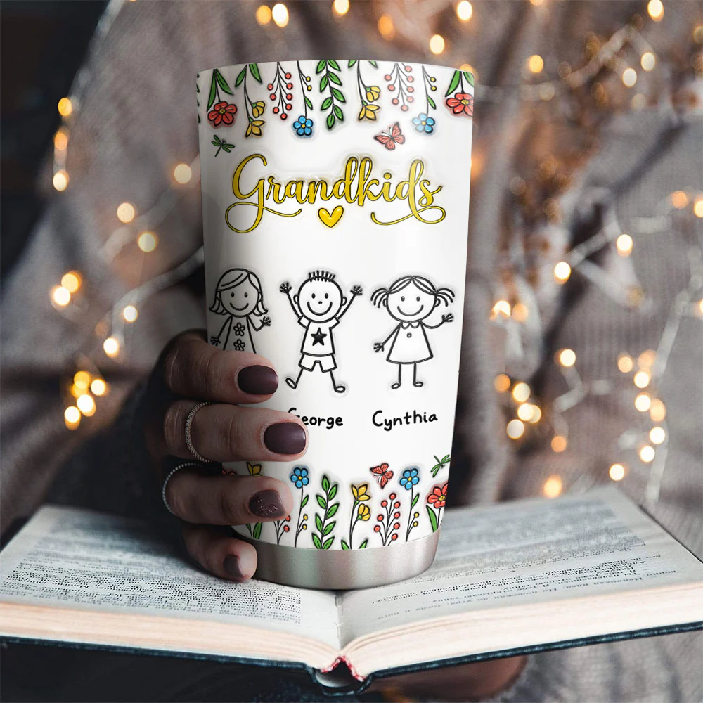 Grandkids Lover - Personalized Custom 3D Inflated Effect Tumbler - Image 3