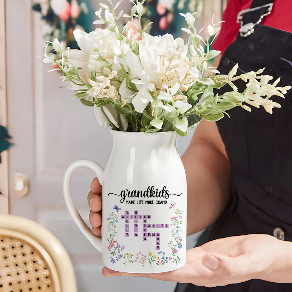 Grandkids Made Life More Grand - Personalized Custom Flower Vase - Image 2