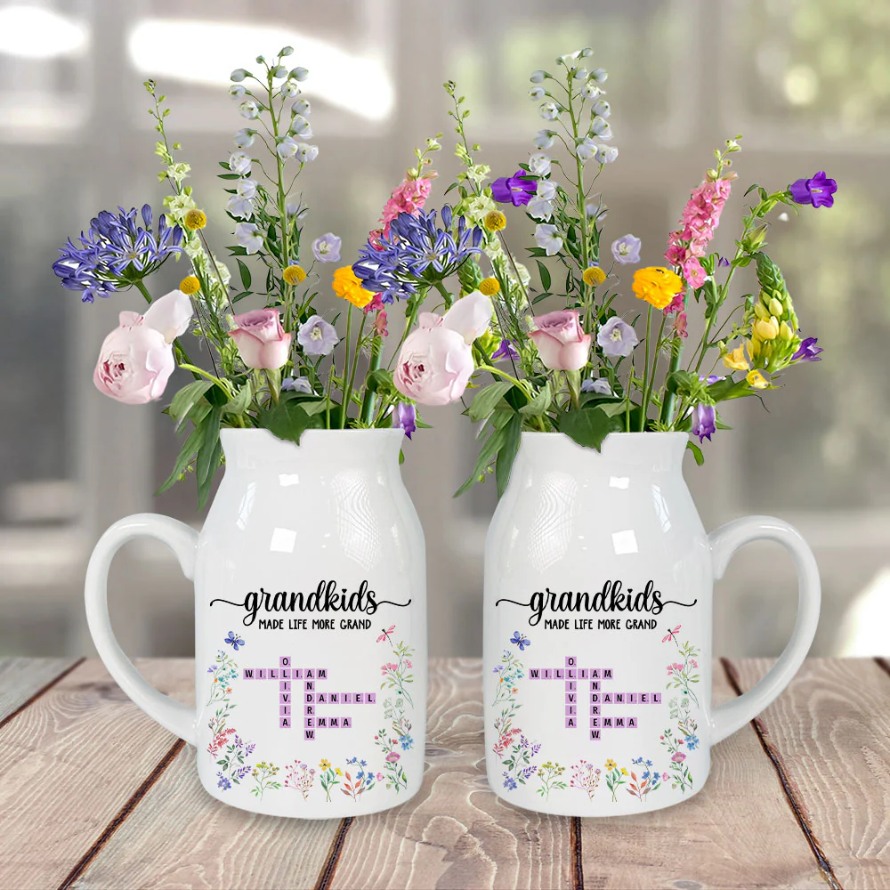 Grandkids Made Life More Grand - Personalized Custom Flower Vase - Image 3
