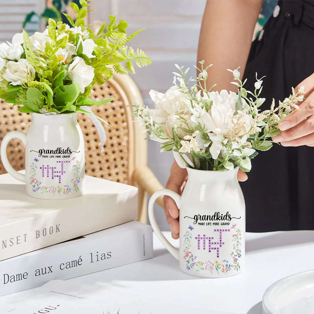 Grandkids Made Life More Grand - Personalized Custom Flower Vase - Image 4