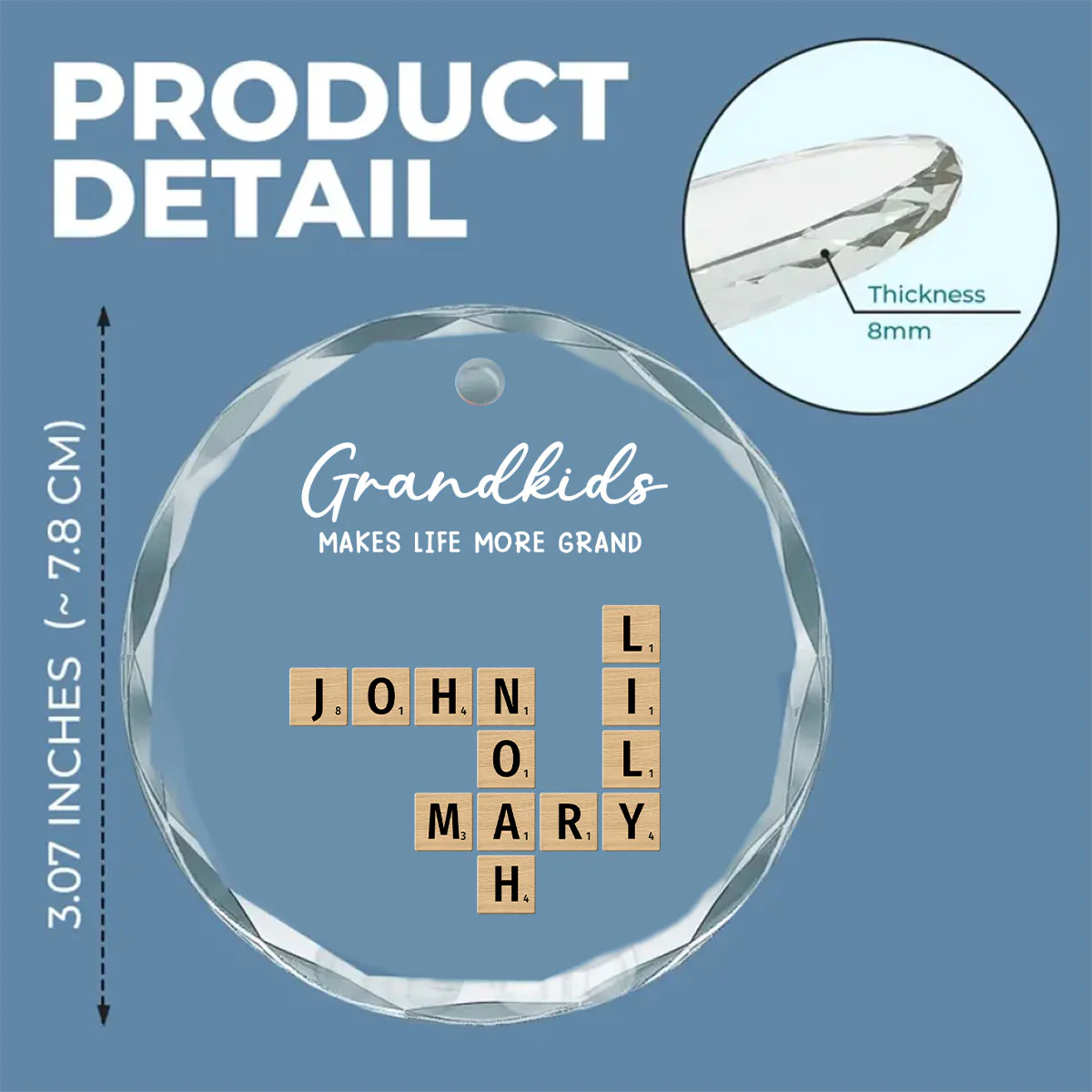 Grandkids Make Every Day Brighter - Personalized Custom Glass Ornament - Image 5